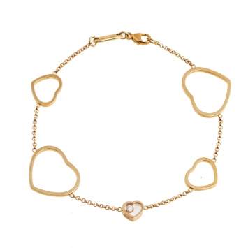 Pre Owned Chopard Happy Hearts Diamond  18k Rose Gold Bracelet