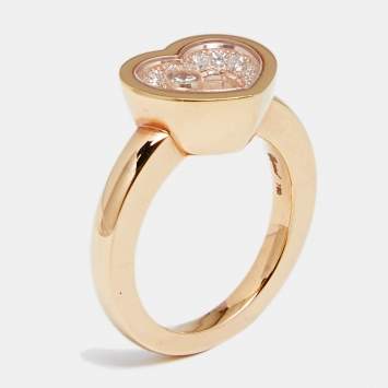 Pre Owned Chopard Happy Heart Happy Diamond 18k Rose Gold Diamond Ring Size 55