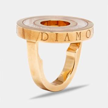 Pre Owned Chopard Happy Diamonds 18k Yellow Gold Circular Ring Size 49