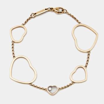 Pre Owned Chopard Happy Hearts Diamond 18k Rose Gold Bracelet