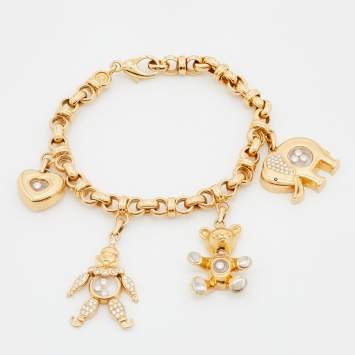 Pre Owned Chopard Happy Diamonds Sapphire 4-Charm 18k Yellow Gold Bracelet