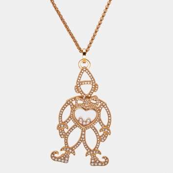 Pre Owned Chopard Happy Diamonds Clown 18k Rose Gold Pendant Necklace