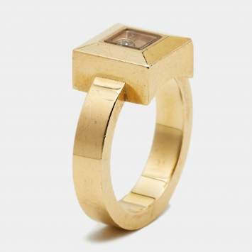 Pre Owned Chopard Happy Diamonds 18k Yellow Gold Ring Size 51