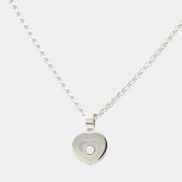 Pre Owned Chopard Happy Diamonds Heart 18K White Gold Diamond Necklace