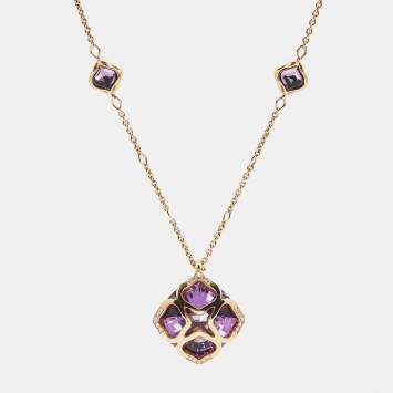 Pre Owned Chopard Imperiale Amethyst Diamonds 18k Rose Gold Long Necklace
