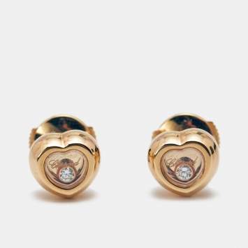 Pre Owned Chopard Happy Diamond Icon 18k Yellow Gold Stud Earrings