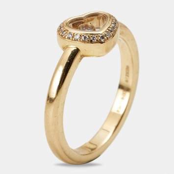 Pre Owned Chopard Happy Diamonds 18k Yellow Gold Ring Size 53