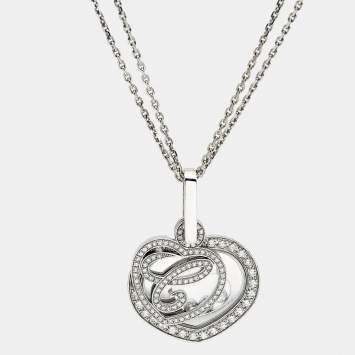 Pre Owned Chopard Happy Diamonds 18k White Gold Pendant Necklace
