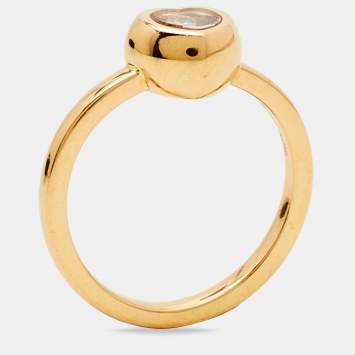 Pre Owned Chopard Happy Diamond 18k Rose Gold Heart Ring Size 51