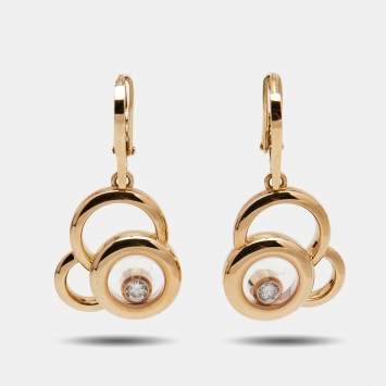 Pre Owned Chopard Happy Dreams Diamonds 18k Rose Gold Earrings