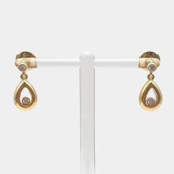 Pre Owned Chopard Happy Diamonds 18K Yellow Gold Diamond Earrings
