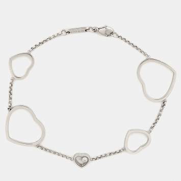 Pre Owned Chopard Happy Hearts Diamond 18k White Gold Bracelet