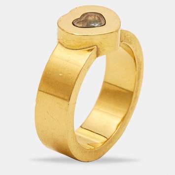 Pre Owned Chopard Happy Diamonds 18k Yellow Gold Ring Size 53