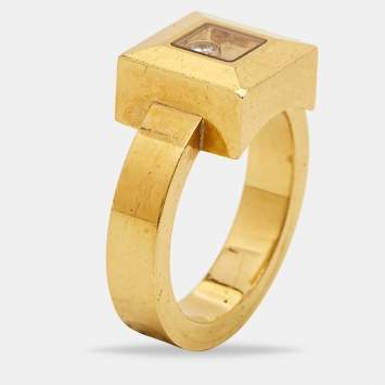 Pre Owned Chopard Happy Diamonds Icon 18k Yellow Gold Ring Size 51