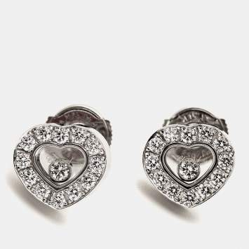 Pre Owned Chopard Happy Diamonds Icon Diamond 18k White Gold Stud Earrings