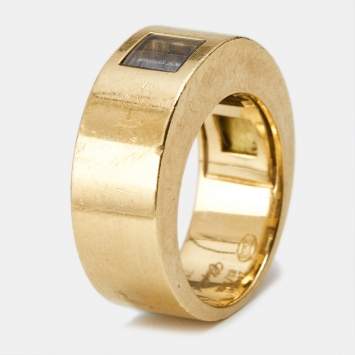 Pre Owned Chopard Happy Diamonds 18k Yellow Gold Ring Size 52
