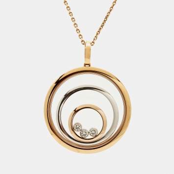 Pre Owned Chopard Happy Spirit Diamond 18K Two Tone Gold Pendant Necklace
