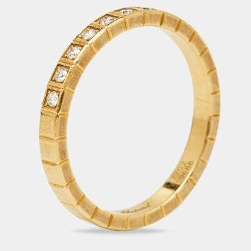 Pre Owned Chopard Ice Cube Diamonds 18k Yellow Gold Ring Size 52