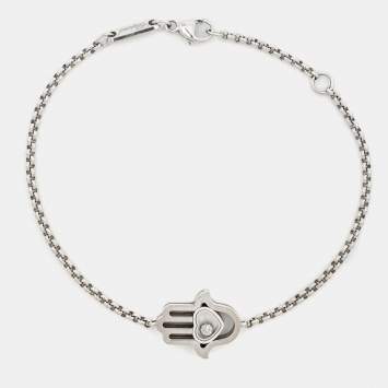 Pre Owned Chopard Happy Diamond Good Luck 18k White Gold Bracelet