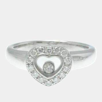 Pre Owned Chopard 18K White Gold and Diamond Happy Diamonds Ring EU 52