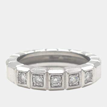 Chopard 18K White Gold and Diamond Ice Cube Band Ring EU 50