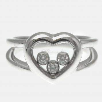 Pre Owned Chopard 18K White Gold and Diamond Happy Diamonds Heart Ring EU 49