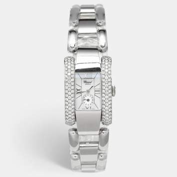 Pre Owned Chopard White Mother Of Pearl Stainless Steel Diamond La Strada 41/8380 Women's Wristwatch 24 mm