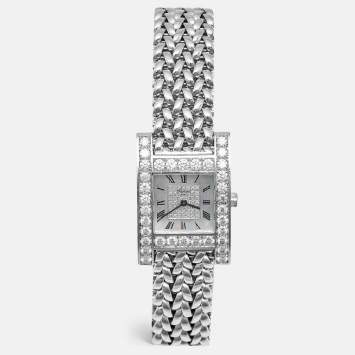 Pre Owned Chopard Mother of Pearl Diamond 18K White Gold 106805-1002 Women's Wristwatch 25 mm 