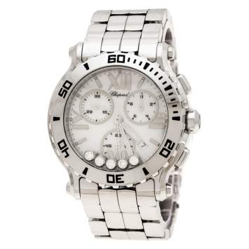 Pre Owned Chopard White Stainless Steel Happy Sport 8499 Women's Wristwatch 42 mm