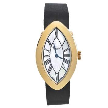 Pre Owned Chopard Mother of Pearl 18K Yellow Gold Satin 12/7437/8 Women's Wristwatch 23 mm