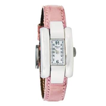 Pre Owned Chopard White 18k White Gold Alligator La Strada 41/7404/8 Women's Wristwatch 18 mm