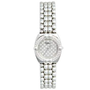 Pre Owned Chopard Silver Diamond Stainless Steel Gstaad 32/8215 Women's Wristwatch 24 mm