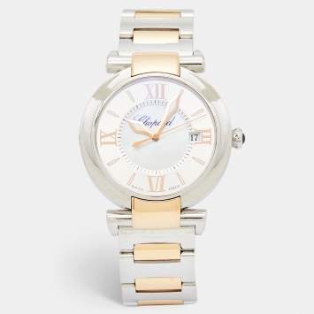 Pre Owned Chopard Silver Mother of Pearl 18K Rose Gold Stainless Steel Imperiale 388532-6001 Women's Wristwatch 36 mm