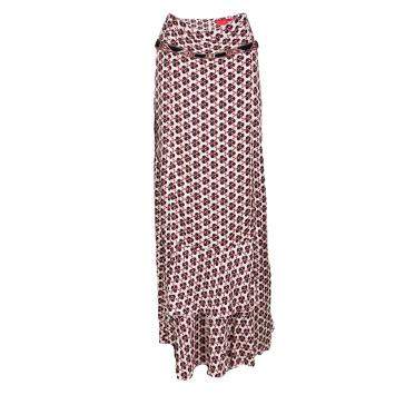Pre Owned Christian Lacroix Multicolor Printed Silk Ruffle Detail Maxi Skirt L