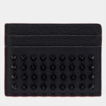 Christian Louboutin Black Leather Kios Spike Card Holder