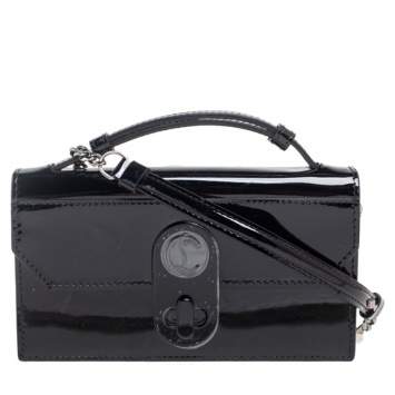 Pre Owned Christian Louboutin Black Patent Leather Elisa Crossbody Bag