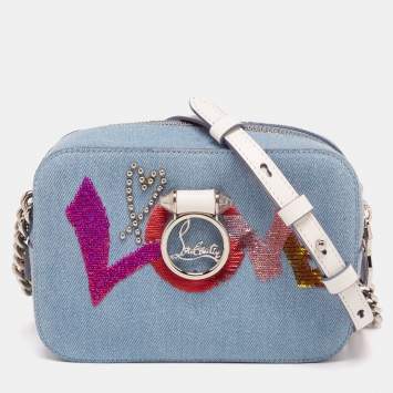Pre Owned Christian Louboutin Blue Denim Mini Rubylou Love Crossbody Bag  