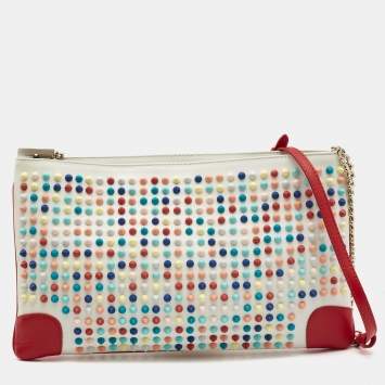 Pre Owned Christian Louboutin Multicolour Leather Loupibosh Spike Clutch Bag