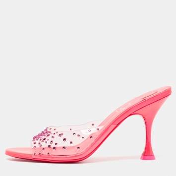 Pre Owned Christian Louboutin Transparent PVC Degramule Sandals Size 38