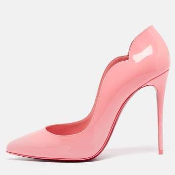 Pre Owned Christian Louboutin Neon Pink Patent Leather Hot Chick Pumps Size 39