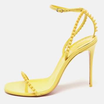 Pre Owned Christian Louboutin Yellow Patent Leather So Me Sandals Size 40
