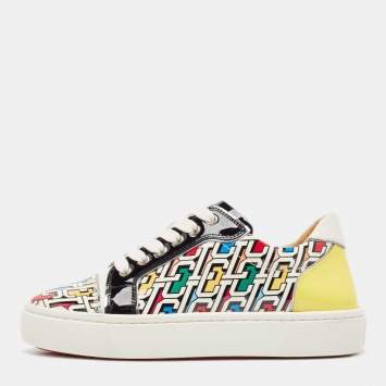 Pre Owned Christian Louboutin Multicolor Printed Patent Leather Vieirissima Sneakers Size 37