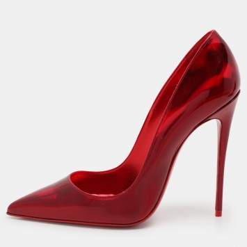 Pre Owned Christian Louboutin Red Patent Leather So Kate Pumps Size 38.5