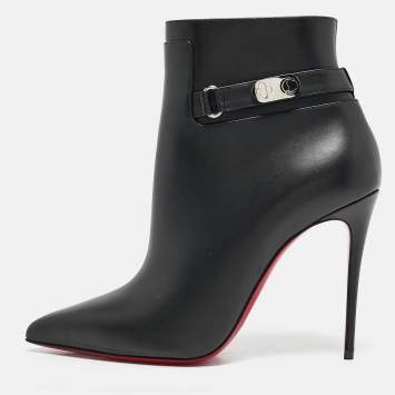 Pre Owned Christian Louboutin Black Leather Lock So Kate Booties Size 38.5
