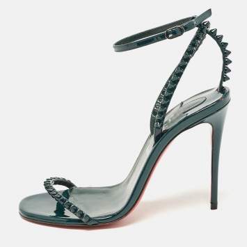Pre Owned Christian Louboutin Green Patent Leather So Me Ankle Strap Sandals Size 36