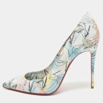 Christian Louboutin Multicolor Graphic Print Leather Kate Pumps Size 38.5