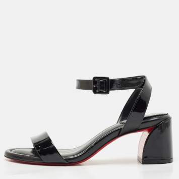 Christian Louboutin Black Patent Leather Miss Sabina Sandals Size 38