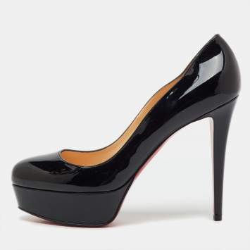 Pre Owned Christian Louboutin Black Patent Leather Bianca Platform Pumps Size 40