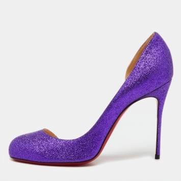 Pre Owned Christian Louboutin Purple Glitter Helmour D'orsay Pumps Size 39.5