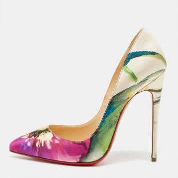 Pre Owned Christian Louboutin Multicolor Fabric Pigalle Pumps Size 36